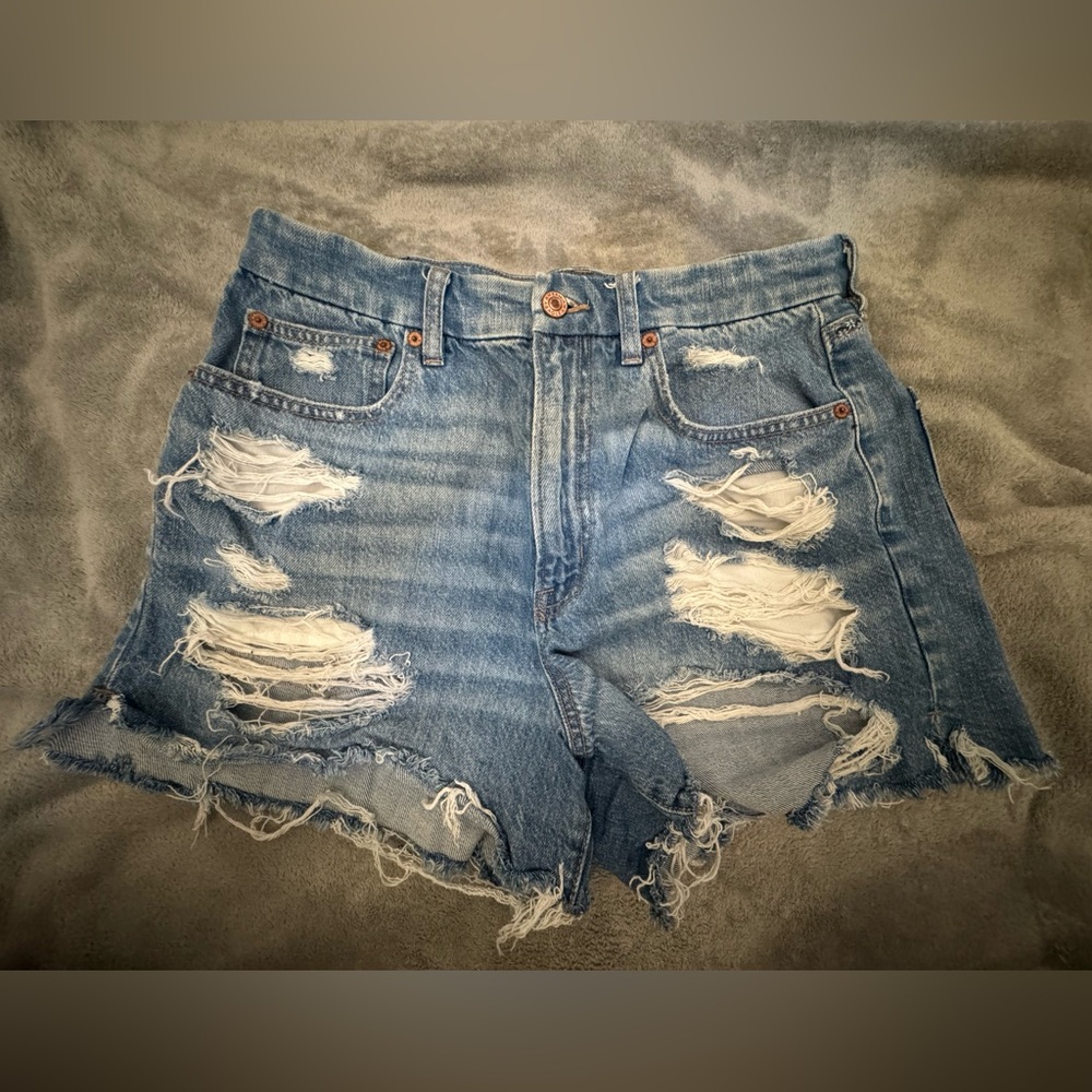 American Eagle Outfitters Blue Distressed Jean Shorts